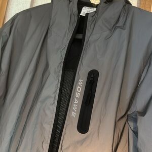 Men’s Wosawe Reflective Jacket Silver With Black Details, Windbreaker